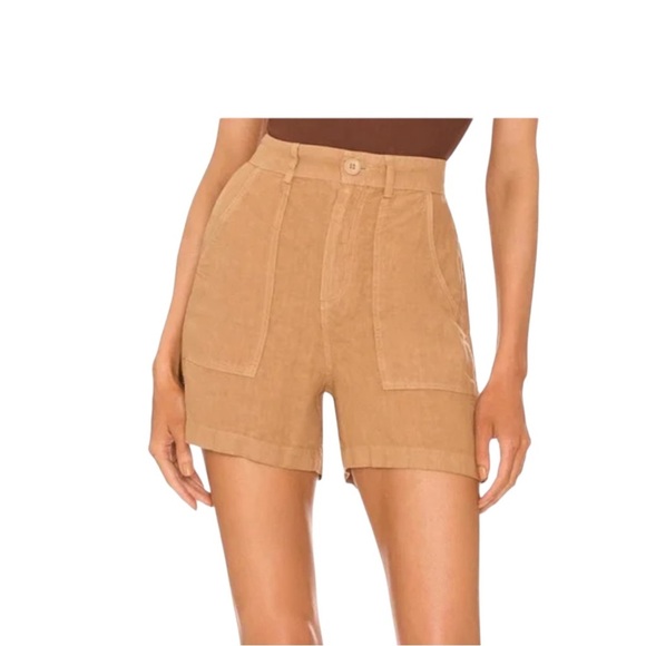 Enza Costa High-Waisted French Linen Shorts - Picture 3 of 6